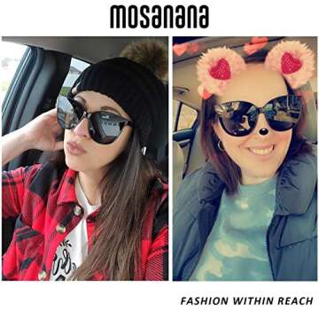 mosanana Trendy Cat Eye sunglasses women cateye frame black dark round oversized fashion stylish ret...