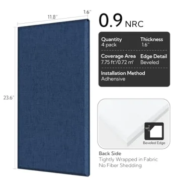 Olanglab Fiberglass Acoustic Wall Panels 4 Pack - 11.8'' x 23.6'' Sound Panels