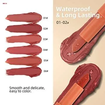 LAMUSELAND Matte Lipstick, 2Pc/Set Waterproof Long Lasting Moisturizing Lip Stain Earphone Dual-color Lip Gloss Primer, Non-stick Cup Lip Make Up Gift Kit for Girls (Red)