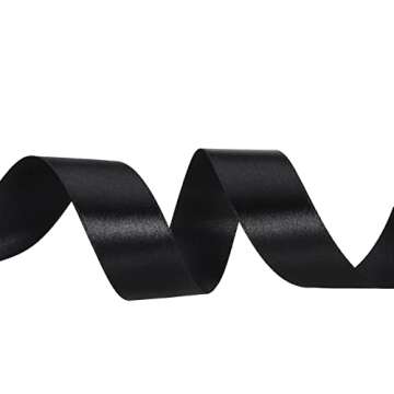 YASEO 1 Inch Black Solid Satin Ribbon, 50 Yards Craft Fabric Ribbon for Gift Wrapping Floral Bouquets Wedding Party Decoration