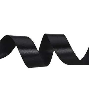 YASEO 1 Inch Black Solid Satin Ribbon, 50 Yards Craft Fabric Ribbon for Gift Wrapping Floral Bouquets Wedding Party Decoration