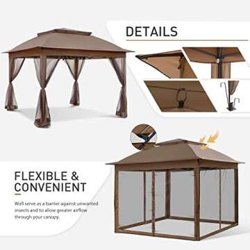 COOS BAY 11x11 Pop-Up Instant Gazebo Tent with Mosquito Netting - Durable Canopy Shelter for Outdoor...