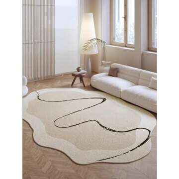 Beige Modern Irregular Shaped Living Room Dining Room Bedroom Area Rug 7x10 Soft Ultra Washable Rug for Home Office Sofa Kitchen Hallway Art Deco Carpet Non Slip Thin Bathmat