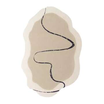 Beige Modern Irregular Shaped Living Room Dining Room Bedroom Area Rug 7x10 Soft Ultra Washable Rug for Home Office Sofa Kitchen Hallway Art Deco Carpet Non Slip Thin Bathmat