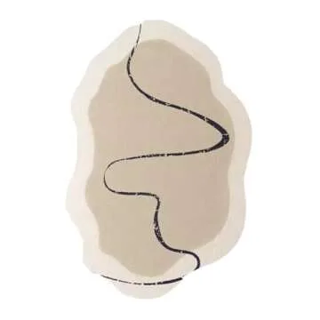 Beige Irregular Shaped Area Rug for Living Dining Bedroom