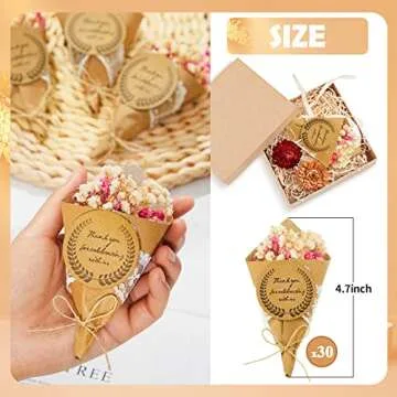 30 Pcs 30 Pcs Mini Dried Flower Bouquet Magnet Bulk Wedding Baby Shower Favors for Guests, Natural Dried Flowers Bundle Mother's Day Graduation Home Decoration DIY Crafts Gifts