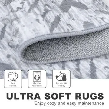 KILOCOCO Kitchen Runner Rug Hallway Runner Rug Washable, Soft Runner Rug Non Slip Printed Distressed Laundry Room Rug, Low-Pile Rug Runner for Entryway/Bedroom/Living Room, 2x7 Grey White Blue