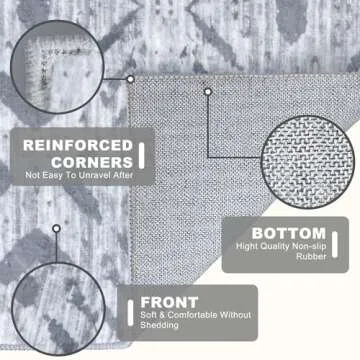 KILOCOCO Kitchen Runner Rug Hallway Runner Rug Washable, Soft Runner Rug Non Slip Printed Distressed Laundry Room Rug, Low-Pile Rug Runner for Entryway/Bedroom/Living Room, 2x7 Grey White Blue