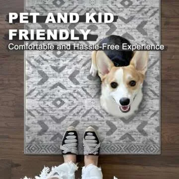 KILOCOCO Kitchen Runner Rug Hallway Runner Rug Washable, Soft Runner Rug Non Slip Printed Distressed Laundry Room Rug, Low-Pile Rug Runner for Entryway/Bedroom/Living Room, 2x7 Grey White Blue