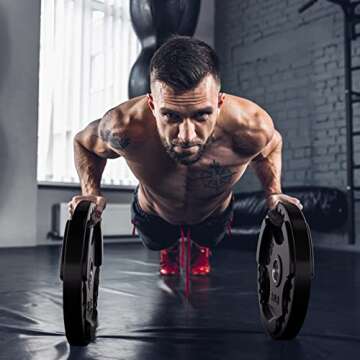 RitFit Weight Plates for Barbell, 2-Inch Olympic Rubber Grip Plates for Weightlifting and Strength Training in Home & Gym, Single, Pair and Sets(35LB, Pair)