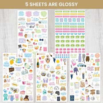 bloom daily planners New Engagement/Wedding Planning Stickers Variety Pack - 6 Sheets, 390+ Hand-Daw...