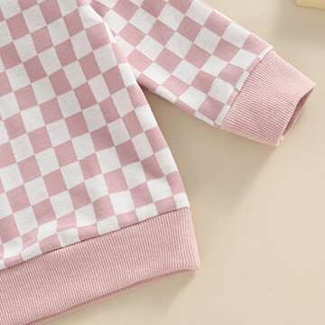 Ledy Champswiin Baby Boy Girl Clothes Pants Set Checkerboard Long Sleeve Hoodies Tops Sweatpants Infant Fall Winter Knitwear Outfit (Pink, 0-3 Months)