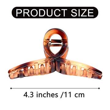 DEEKA 6 Pack 4 Inch Large Hair Claw Clips Plastic Resin Tortoise Shell Cross Hair Clip Thick Long Hair Clip Hair Grips Jaw Clips for Women