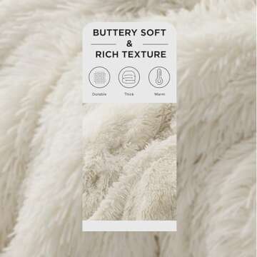 Bedsure Fluffy Cream King Size Blanket for Bed, Thick Soft Sherpa Faux Fur Fleece Bedding Fuzzy Plush Winter Warm Heavy Oversize Big Large King Blanket, Cozy Cream Gifts for Men Women, 108x90