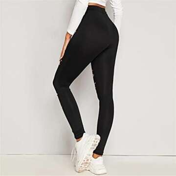 Ripped Warrior Legging for Women - High Waist Tummy Control Yoga Pants Workout Athletic Pants Black