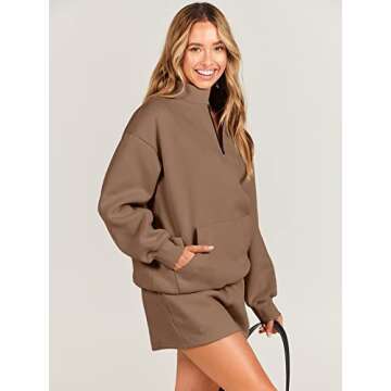 ANRABESS Women 2 Piece Casual Sweatshirt Shorts Set