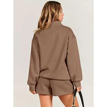 ANRABESS Women 2 Piece Casual Sweatshirt Shorts Set