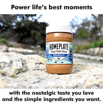 HomePlate Peanut Butter's Crunchy No Stir Gluten-Free Peanut Butter Spread Pack of 3 jars 16 Ounce Jar