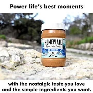 HomePlate Peanut Butter's Crunchy No Stir Gluten-Free Peanut Butter Spread Pack of 3 jars 16 Ounce Jar