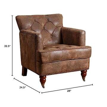 Abbyson Living Misha Tufted Fabric Accent Chair in Antique Brown