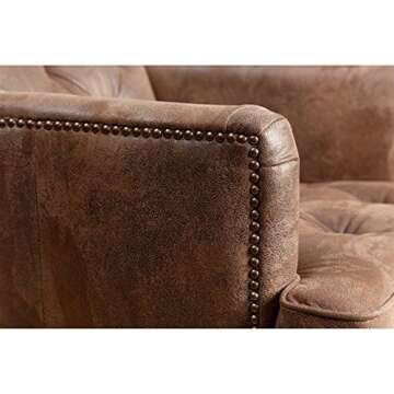 Abbyson Living Misha Tufted Fabric Accent Chair in Antique Brown