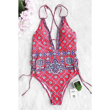 CUPSHE Women’s Printing One Piece Bikini Swimsuit Beach Swimwear (S)