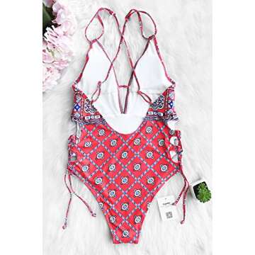 CUPSHE Women’s Printing One Piece Bikini Swimsuit Beach Swimwear (S)