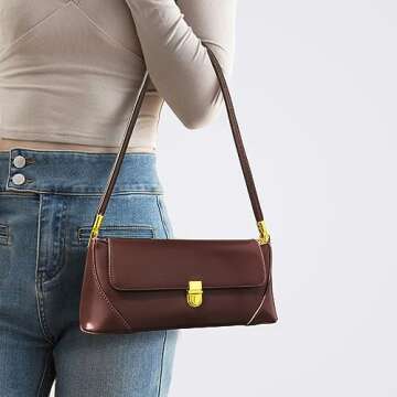 cuiab Women's Shoulder Bag, Shoulder Bag for Women, Brown Purse, Brown Shoulder Bag, Vintage Shoulder Bag(Reddish Brown)