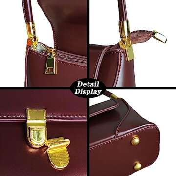 cuiab Women's Shoulder Bag, Shoulder Bag for Women, Brown Purse, Brown Shoulder Bag, Vintage Shoulder Bag(Reddish Brown)