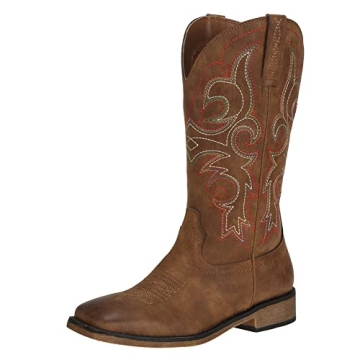 J's.o.l.e Women's Western Cowboy Square Toe Brown Boots Size 9