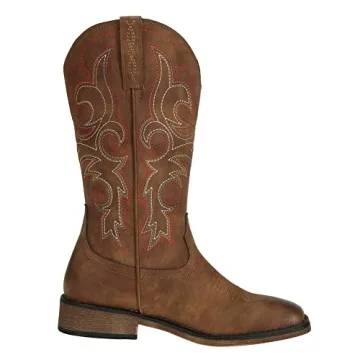 Western Cowboy Square Toe Brown Boots for Women