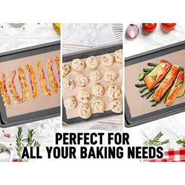 Zulay Kitchen 2-Pack Silicone Baking Mat Sheet - Reusable Silicone Baking Sheet - Easy & Convenient Nonstick Baking Supplies - 16.5"x11.6" Silicone Mats for Baking - Baking Mat For Oven - (Dark Gray)