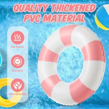 Arrowbash 2 Pcs 2 Pcs Jumbo Inflatable Pool Float 47.24 Inch Floaties Tubes Classic Striped Pool Rings for Adult Inflatable Inner Tube for Swimming Beach