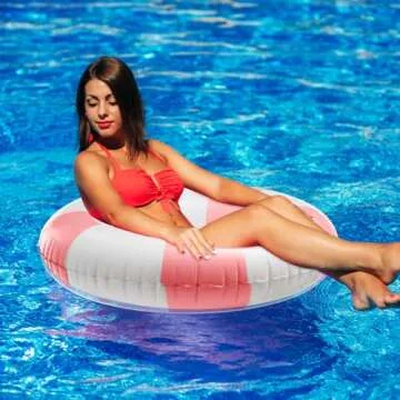 Arrowbash 2 Pcs 2 Pcs Jumbo Inflatable Pool Float 47.24 Inch Floaties Tubes Classic Striped Pool Rings for Adult Inflatable Inner Tube for Swimming Beach