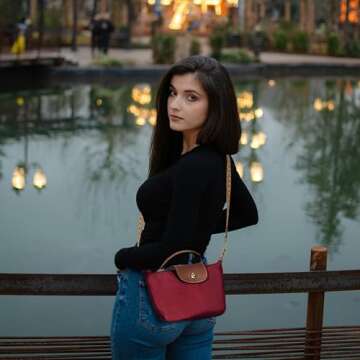 DOMAT Crossbody Bag for Women, Chic Lightweight Purse with Leather Top-handle, Compact Clutch Bag, S...