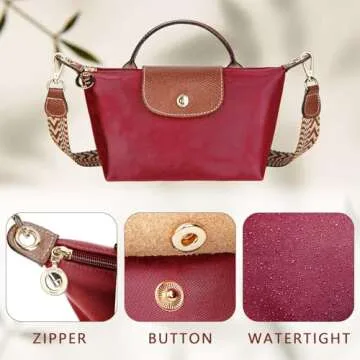 DOMAT Crossbody Bag for Women, Chic Lightweight Purse with Leather Top-handle, Compact Clutch Bag, Shoulder Handbag (Rose Red)