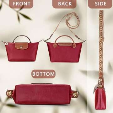 DOMAT Crossbody Bag for Women, Chic Lightweight Purse with Leather Top-handle, Compact Clutch Bag, Shoulder Handbag (Rose Red)