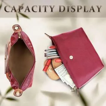 DOMAT Crossbody Bag for Women, Chic Lightweight Purse with Leather Top-handle, Compact Clutch Bag, Shoulder Handbag (Rose Red)