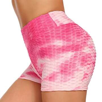 SEASUM Women Workout Shorts Brazilian Textured Booty Leggings Shorts Anti-Cellulite Scrunch Butt Lift S