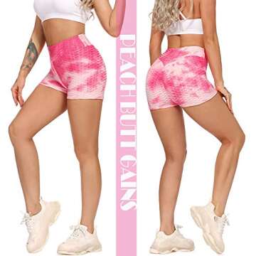 SEASUM Women Workout Shorts Brazilian Textured Booty Leggings Shorts Anti-Cellulite Scrunch Butt Lift S