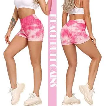 SEASUM Women Workout Shorts Brazilian Textured Booty Leggings Shorts Anti-Cellulite Scrunch Butt Lift S