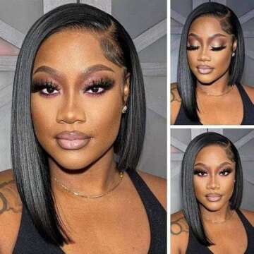 Bob Wig Human Hair 13x4 Lace Front Wig Human Hair 150 Density 12 Inch Short Bob Wigs For Black Woman Pre Plucked Straight Bob Wig Human Hair Bleached Knots…