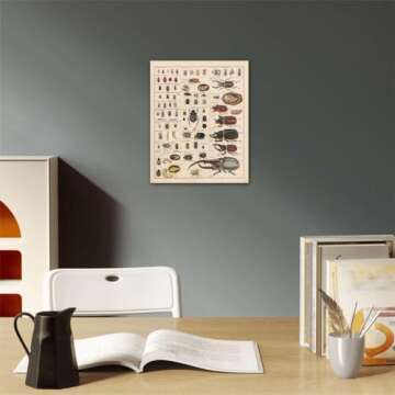 Meishe Art Vintage Poster Print Insects Collection Species Identification Reference Chart Entomology Diagram Classroom Club Wall Decor