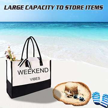 Extra Large Beach Bag Tote Bags Women Oversized XL Waterproof Vacation Canvas Personalized Weekend Totes Accessories Utility Pool Swim Summer Travel Stuff Essentials Trip Teacher Woven