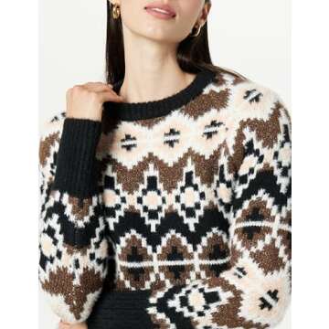 The Drop Women's Valeria Fairisle Sweater Black/Chocolate, S
