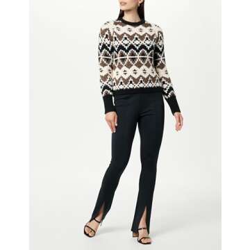 The Drop Women's Valeria Fairisle Sweater Black/Chocolate, S