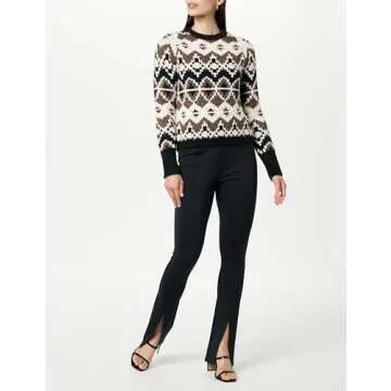The Drop Women's Valeria Fairisle Sweater Black/Chocolate, S
