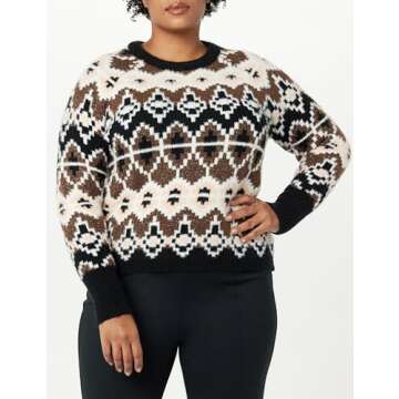 The Drop Women's Valeria Fairisle Sweater Black/Chocolate, S