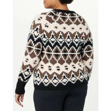 The Drop Women's Valeria Fairisle Sweater Black/Chocolate, S