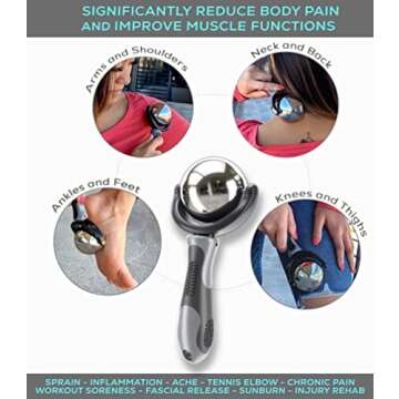 Sub·Zero Cryosphere Cold Massage Therapy Ball | Portable Fitness Ice Roller Ball for Pain Relief, Inflammation, Sprain, Spasm, Stiffness | Zero Mess Ice Cup Black Gray